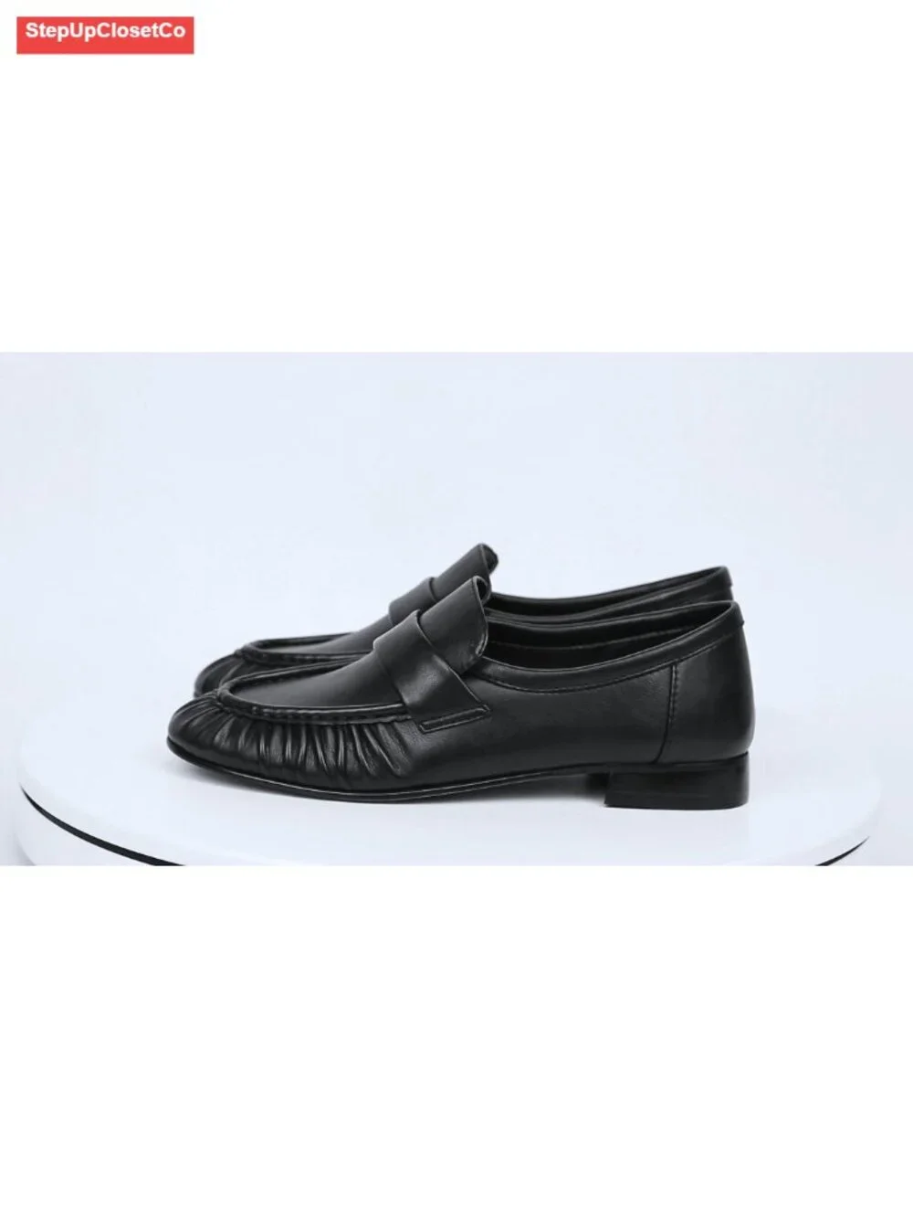 Women's Chunky Heel Penny Loafers Round Toe Slip On Dressy Work Flats